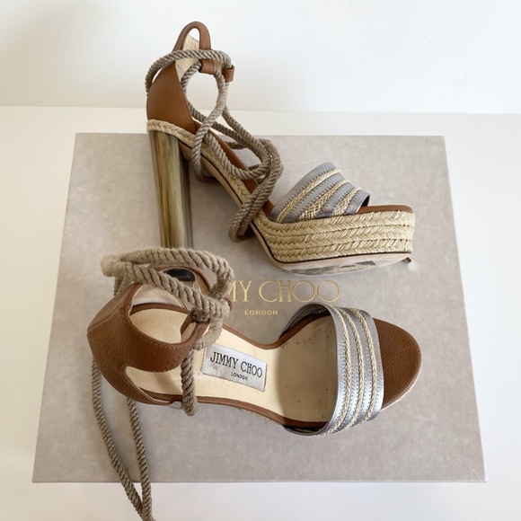 Jimmy choo Mayje 130mm Rope-Tie Platform Sandals, - Picture 6 of 8